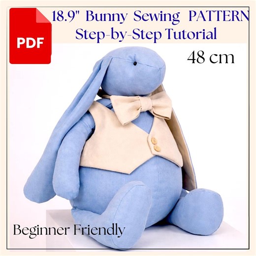 Large Bunny Sewing Pattern PDF, Plush Bunny Pattern, Stuffed Animal Pattern, DIY Soft Toy Tutorial, Bunny Plush Sewing Pattern - Etsy