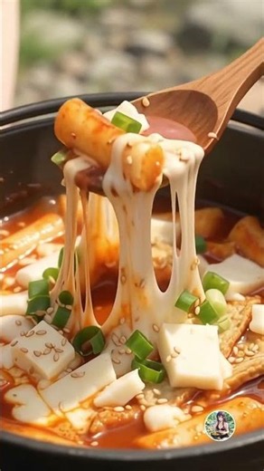 Cheese tokbokki drenched in sauce | Outdoor Cooking with Unikitty #cooking #viral