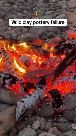 How I fire wild clay pottery without a kiln. This time the pottery broke because this was an experiment with a new clay, but there’s an easy solution. #pottery #wildclay #campfire