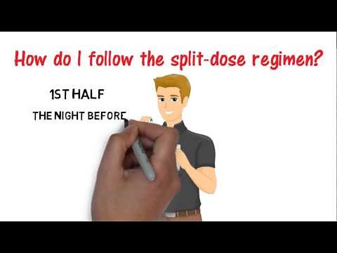 Split-dose regimen for bowel cleansing prior to colonoscopy