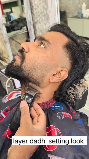 Layer dadhi setting look #beard #hairstyle #buzzcutlover #barber #menshaircut #mullethaircut