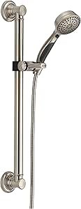 Delta Faucet 9-Spray Slide Bar Hand Held Shower with Hose, Brushed Nickel Handheld Shower Head, Slide Bar Hand Shower, Handheld Shower, Detachable Shower Head, Stainless 51900-SS