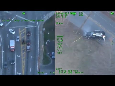 Caught on Camera: Police helicopter follows suspect in high-speed chase