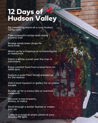 Hudson Valley Tourism | Looking for winter inspiration? Here are 12 cozy, scenic, and totally Hudson Valley ways to make the most of the season: 1️⃣ Sip something... | Instagram