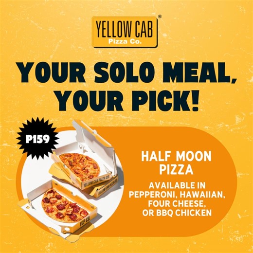 It's time to take your pick: Crispy Fried Chicken or a flavor-packed journey to the moon with our Half Moon Pizza? Why not both? But hey, the choice is yours! 😉 Dine in at a Yellow Cab near you! *Yellow Cab's Monday Sale: Crispy Fried Chicken is available every Monday from March 11 to May 27, 2024 and for dine-in transactions only. | Yellow Cab Pizza Co.