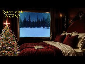 Cozy Christmas Night Train Journey / Snow & Train Sound 🚂 Dimly Lit Sleeper Train Ambience for Sleep