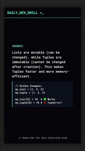 Python: List vs Tuple? (Interview Prep) 🐍