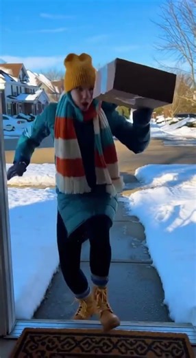 After the snowfall, the steps were very slippery.#funny#friends#couple#challenge#relationship