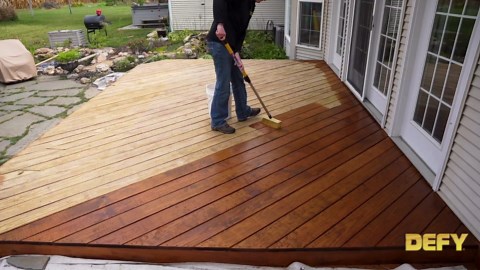 DEFY Extreme Wood Stain and Sealer in One - 5 Gallon Semi-Transparent Waterproof Coating for All Wood Types - Cedar Tone
