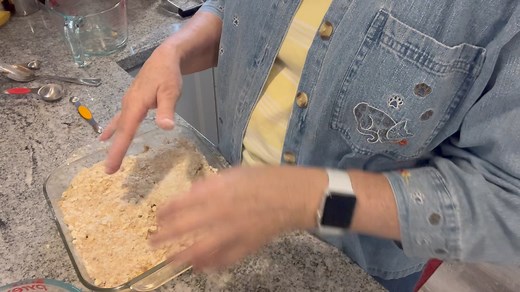 Easy Apple Dessert (I made 1/2 of this in an 8x8 inch pan) 8 cups of Apples, peeled, cored & thinly sliced 1 cup Sugar (or sweetener) 1/3 cup Flour 1 tsp. Cinnamon 1/4 tsp. Ground ClovesDash of Salt Topping: 1 cup Flour 1/2 cup (1 stick) firm Butter 1/2 cup Brown Sugar, packed (or brown sugar sweetener) 1. Preheat oven to 375 degrees and butter or spray a 9x13 inch baking pan 2. Peel, core & thinly slice apples 3. Add sugar, flour, cinnamon, cloves & salt and stir well 4. In a separate bowl comb