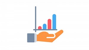 Download Infographic growth icon animation. Increase sales in business flat color 4K video, transparent alpha channel. Investment. Rising up arrow on chart graph animated icon on white background for free