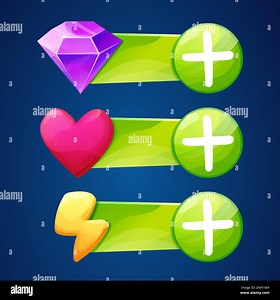 Set of game buttons, icons fantasy in funny cartoon style isolated on white background. Game menu, interface design. ui asset. Vector illustration Stock Vector Image & Art - Alamy