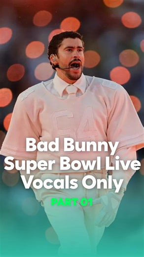 GAUDIO STUDIO on Instagram: "On February 8 2026 at the Super Bowl LXI halftime show Puerto Rican superstar Bad Bunny redefined the stage with a historic 13 minute performance that celebrated unity and cultural identity. Benito Antonio Martínez Ocasio brought vibrant island iconography to the stadium and delivered a powerful message with a football that read Together we are America during his nostalgic anthem DtMF. You can now hear the raw energy of his voice isolated from the massive stadium roa