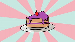Download animation of a piece of cake with a rotating background for free