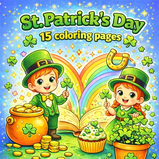 St.patrick's Day Coloring Pages | 15 Lucky Designs for Kids | PDF Download - Etsy