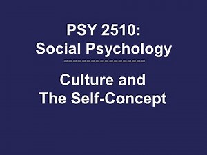 PSY 2510 Social Psychology: How Culture Influences the Self-Concept
