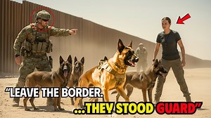 Navy SEAL Said Go Home — But All 15 Military Dogs Refused And Guarded The Border Instead Watch full Story here 👉 https://shorter.me/WomenCourageStories A Navy SEAL gives the order to clear the yard. But all 15 military working dogs refuse to move. No commands work. No handlers can control them. They stand their ground — guarding a line no one else can see. At the center of the standoff is a woman everyone ignores. A civilian logistics worker. Until the dogs recognize her. | Women Courage Storie