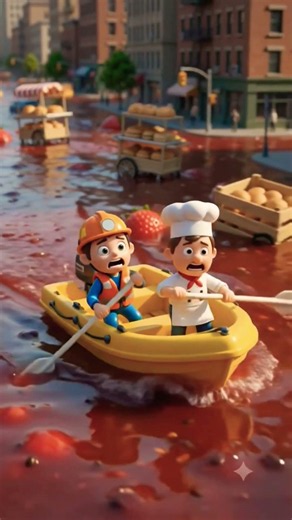 😱Massive Jam Flood Swallows an Entire City! 🍓🌊 | Mini Rescue #Shorts