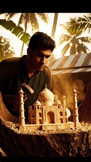 Village Boy Builds Taj Mahal from Wood 🏛️ | Unreal Handcraft Skills