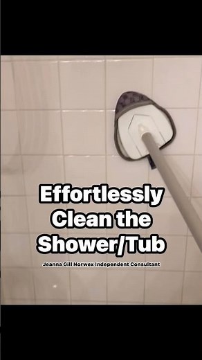 Easily clean the shower/tub (sitting down) using the Tub & Tile Attachment on the Norwex Mop