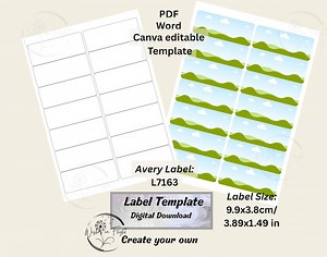 Editable Label Template for Canva, Word & PDF -avery L7163 Compatible, Customizable Sticker, Packaging Label, Address Label - Etsy UK