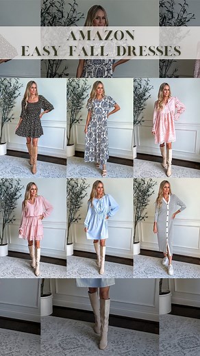 Kate Rose on Instagram: "LIKE this post & comment ‘NEW DRESS’ for these 6 easy fall dresses! Perfect to throw on and go, or would all make very cute teacher outfits!! #falldresses #teacheroutfits #casualoutfitideas fall dresses, family photo dress, vacation outfit, maxi dress, Amazon dresses, knee high boots"