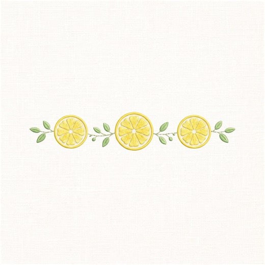 Lemon Border Embroidery Design, Citrus Lemon Slice Divider, Floral Fruit Line, Machine Embroidery File (digital Download) - Etsy