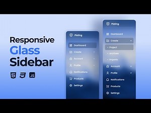 Responsive Glass Sidebar Using HTML CSS JavaScript