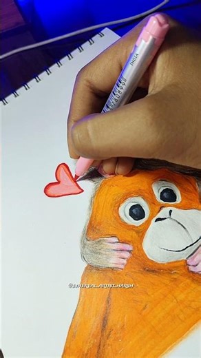 Punch monkey Viral Drawing🐒| Little Punch Meme Art | Trending Monkey Sketch 2026 | #art#viral#artist