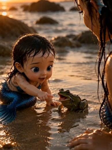 Mermaid and the frog's first friend #mermaid #viral