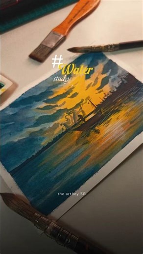 Landscape Painting 💙|| Water Study Series ✨||#art #painting #watercolor #landscape #drawing #sketch