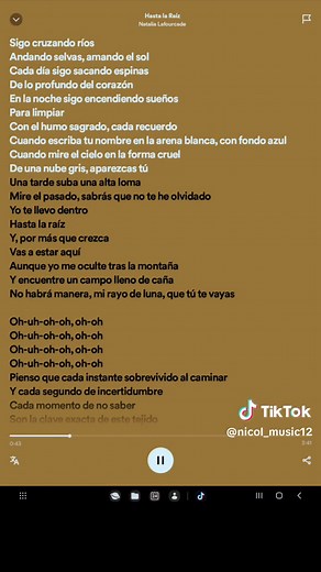 Hasta la raíz - Letra completa de la canción