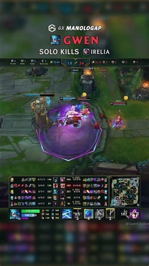 (GX ManoloGap) Gwen SOLO KILLS Irelia (VFB Sven) | EUW Master Patch 26.12 #shorts