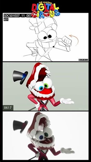 We ensure to capture all of Caine’s wacky expressions from storyboard to animation!