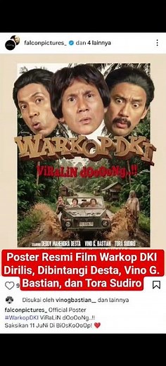 Poster Resmi Film Warkop DKI Dirilis, Dibintangi Desta, Vino G. Bastian, dan Tora Sudiro