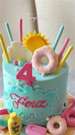 Cutest Summer Beach Birthday Cake ☀️🌴 | Custom Cakes Oman