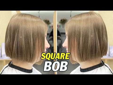 How to cut a Perfect Square Line Bob Haircut (Step-by-Step) | Bob Hair Cutting Tips & Techniques