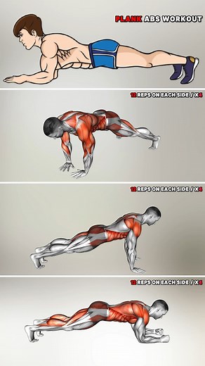 FitnessGymWorkoutNow! on Instagram: "🔥 10-Minute Plank Challenge 🔥 Ready to torch belly fat and sculpt your core? This 10-minute routine combines 3 killer plank variations to target your abs from every angle! 💥 Exercises: 1. Wide Plank Side Tap – 12 reps per side 2. Plank to Side Plank – 12 reps per side 3. Plank Hands Tap Feet Tap – 12 reps per side 🔁Sets: 4 ⏳Rest: 10 seconds between sets ⏱️Rest: 30 seconds between exercises 💪 Why this works: These plank exercises are designed to challenge