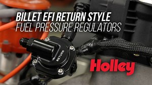 Running out of space in your engine bay? No problem! Holley’s fuel-rail or throttle-body mounted EFI regulators install quickly and help make routing fuel lines extremely easy. Preset at 59.5psi, these regulators are clockable to suit desired fuel routing, compatible with fuel pumps up to 110gph (525lph), and are constructed from billet 6061 T6 aluminum. Learn More: https://www.holley.com/products/fuel_systems/fuel_pumps_regulators_and_filters/regulators/efi_regulators/parts/12-893 | Holley