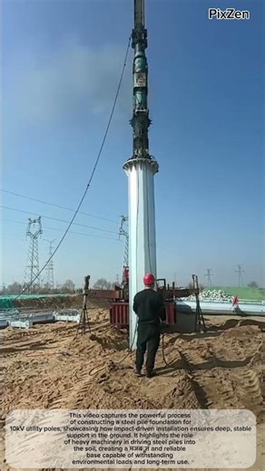 The Power of Impact: Witnessing 10kV Steel Pile Foundation Construction Step-by-Step