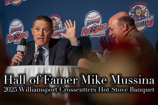 Hall of Fame pitcher Mike Mussina recounts stories from his playing days with the Yankees and Orioles in this video during the 2025 Williamsport Crosscutters Hot Stove Banquet at the Genetti Hotel. | Williamsport Sun-Gazette