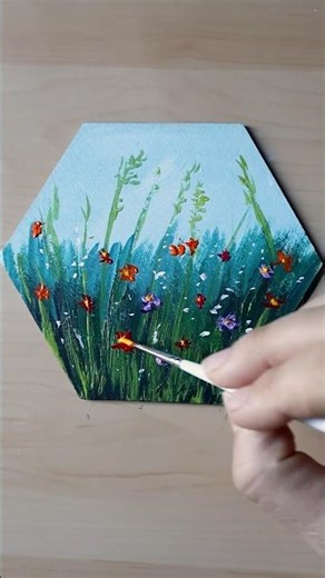 Beginner Acrylic Painting on MDF | Hexagon Wildflower Art”