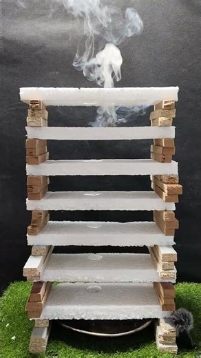 Hot iron ball vs Styrofoam tower 🔥#shorts #asmr #experiment