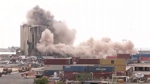 Massive silo collapses in Beirut's explosion zone