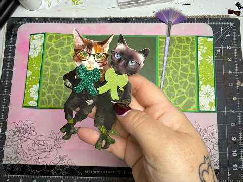 Tim Holtz Paper Dolls Transformed into Kitty Leprechauns