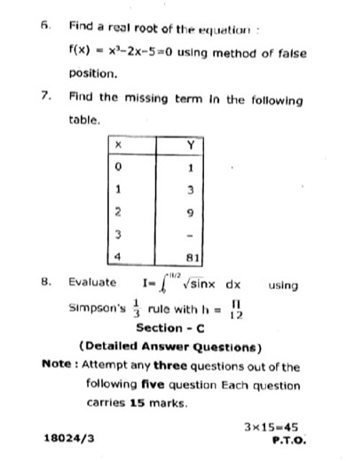 Numerical Methods(2022 Question Paper)_BCA(5 th sem)_ BCA504_ CCSU