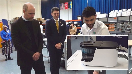 Prince William fits microfibre filters to washing machines at home