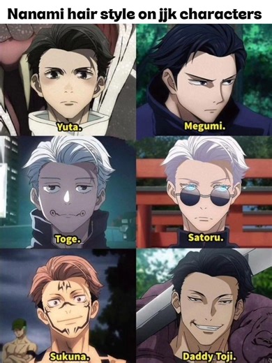 Nanami hair style on jjk characters 😙✌️👌 #anime edit#anime memes