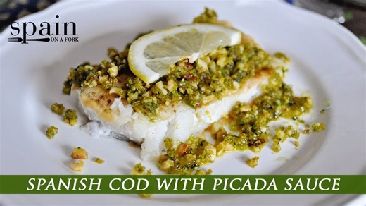 Pan-grilled cod with Spanish almond picada sauce | Easy seafood recipe