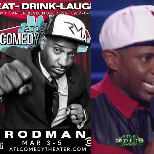 Come catch ATLANTA’S own RODMAN from TBS “CONAN” and NBC’s “ Last Comic Standing” this weekend March 3-5 at the NORCROSS LOCATION ATLANTA COMEDY THEATER. Tickets at https://www.showclix.com/event/rodman-last-comic-standing-comedy-central or call 770-724-6400 for details. Coming soon STEVE BROWN, EDDIE GRIFFIN, JOE TORRY, TOMMY DAVIDSON, MAJAH HYPE, NACHO REDONDO, and more. #atlantacomedy #atlanta #v103atlanta #atlclubs #viral #v103atl #hot1079 #gregstreetbebangin #Goodvibes #kiss1041fm #dem404bo
